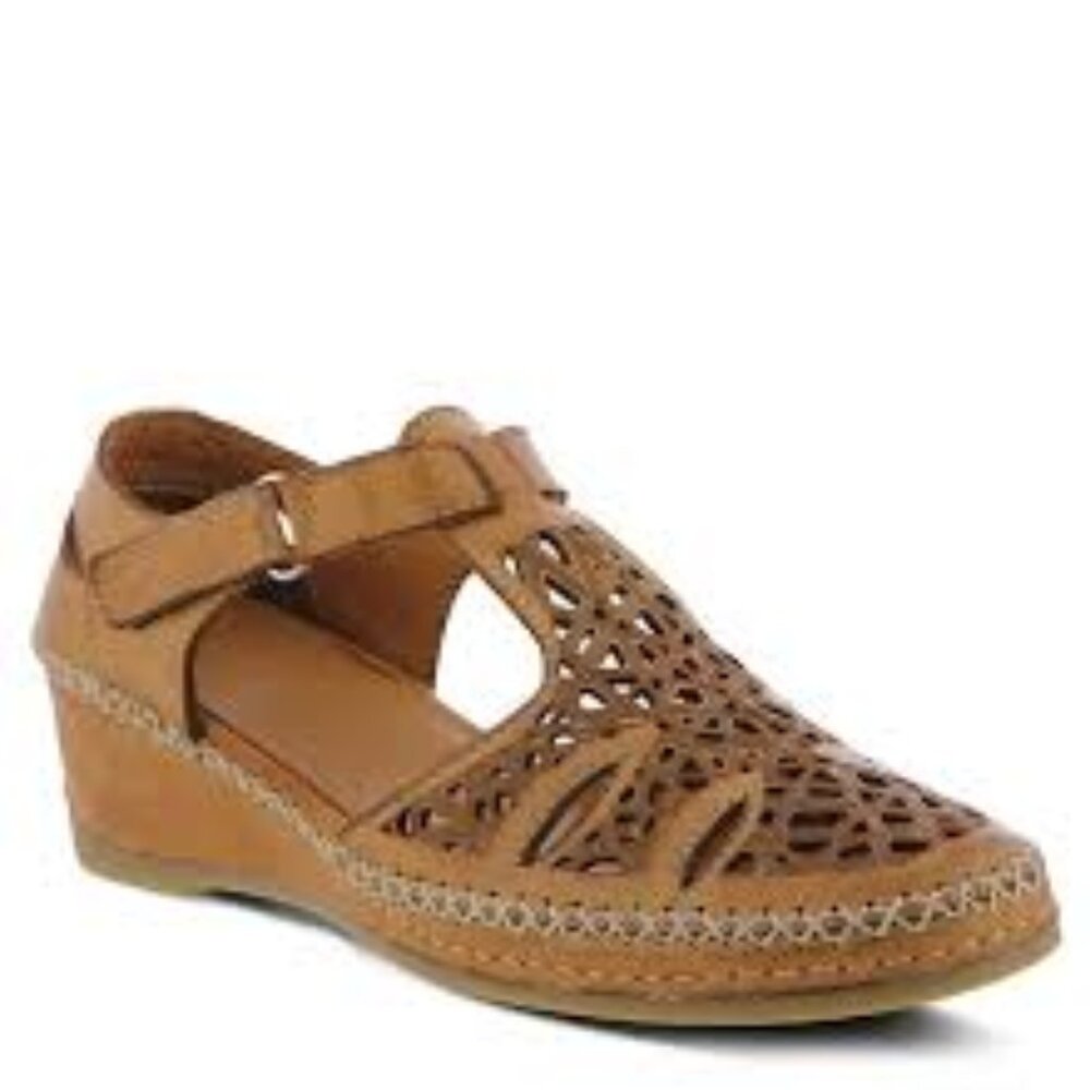 Spring Step Irin T-Strap Leather Wedge Sandals in Brown - Picture 13 of 15
